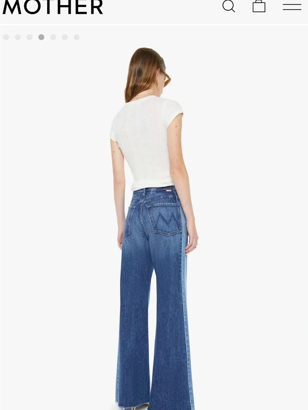 MOTHER Two-Tone Denim Straight Jeans in Dark and Light Blue - Picture 5 of 5